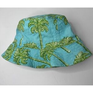 Graham Kandiah Blue & Green Bucket Hat 100% Cotton Tropical Beach Sun Vacation